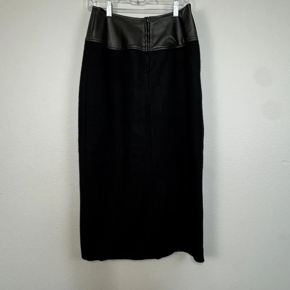 Southwest Canyon Skirt Women's Large Black‎ Wool Blend Studded Faux Leather Wrap